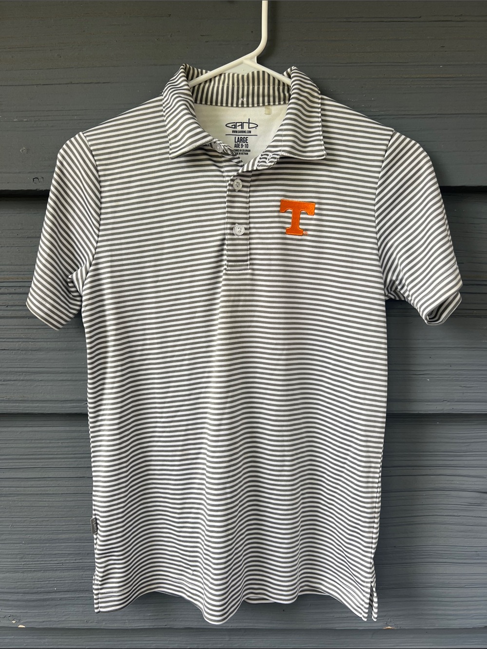 Tennessee Youth Large Gray & White Striped Polo